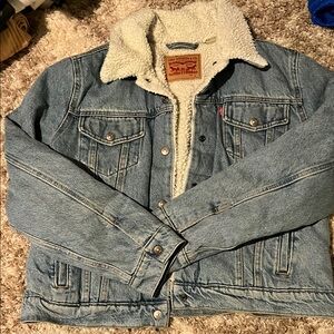 Levi's Blue Denim Sherpa Jacket